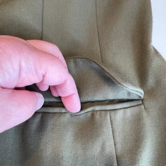 Vintage David Benjamin Army Green Notched Collar Long Classic Retro Blazer Sz 12 - Picture 15 of 16